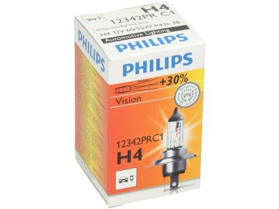 Philips Leuchtmittel, Glühlampe, H4, Vision+30% mehr Licht, 12 V, 60/55 W, P43t