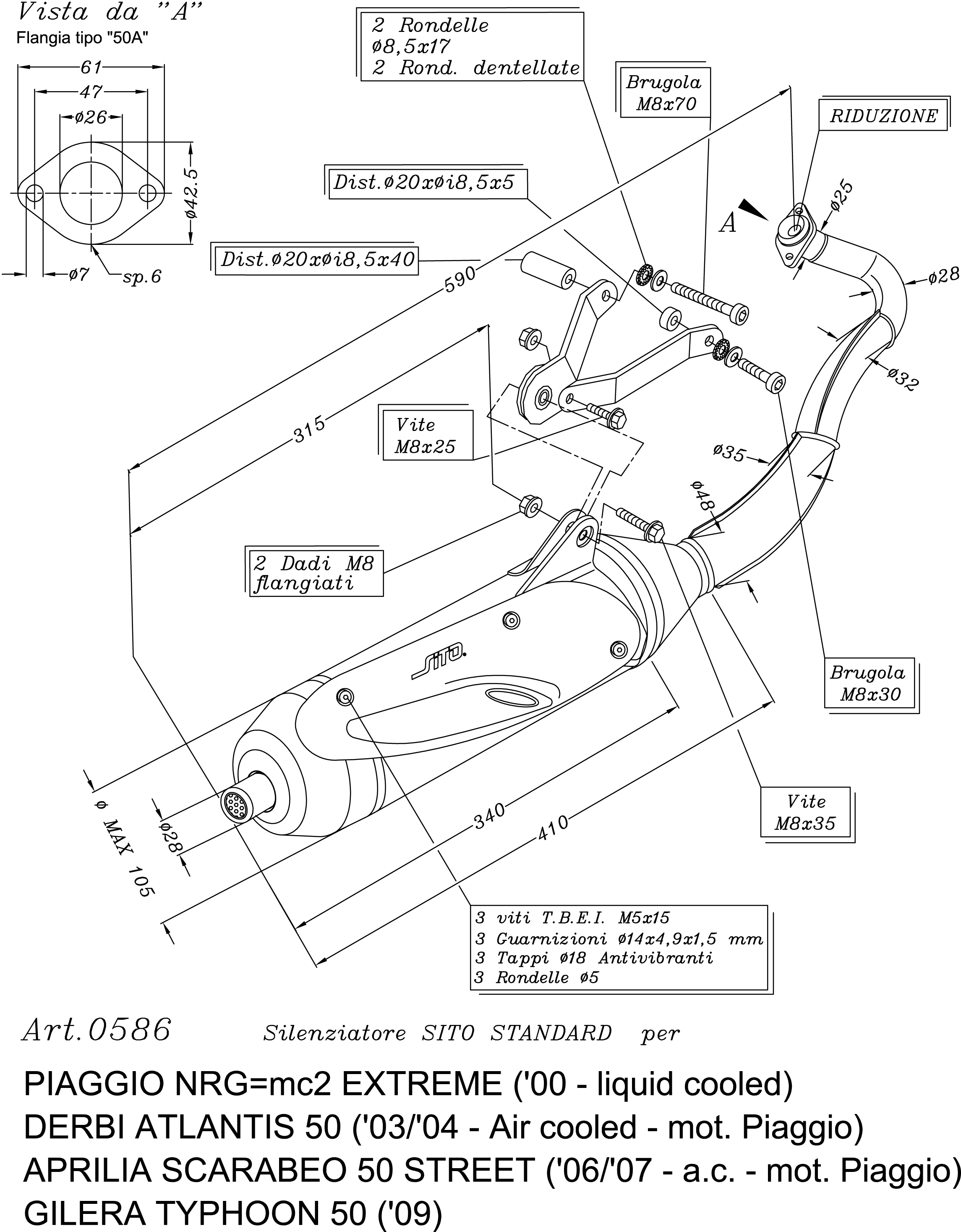 Sito / LeoVince Auspuffanlage Sito Standard, Full System für NRG / Typhoon