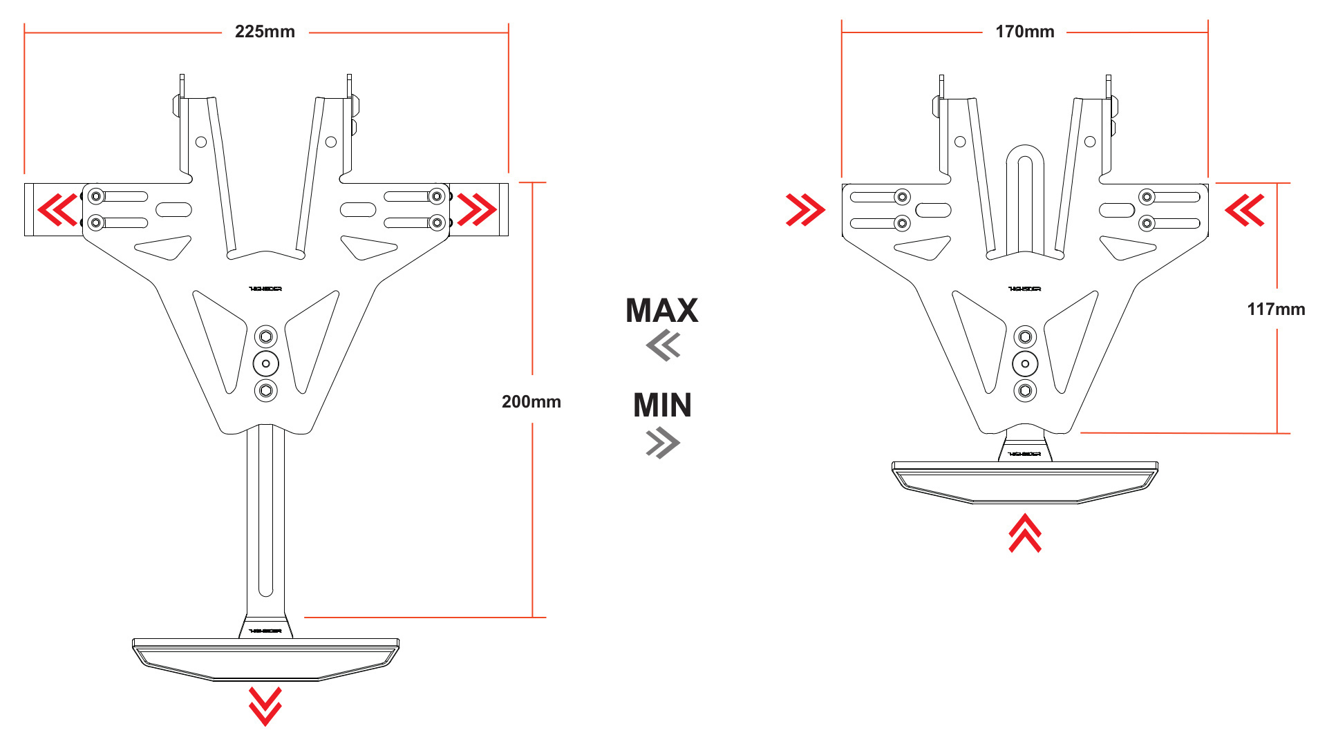 Kurzer Kennzeichenhalter inkl. Kennzeichenbeleuchtung für Aprilia RS 660 20- / Tuono 660 21-