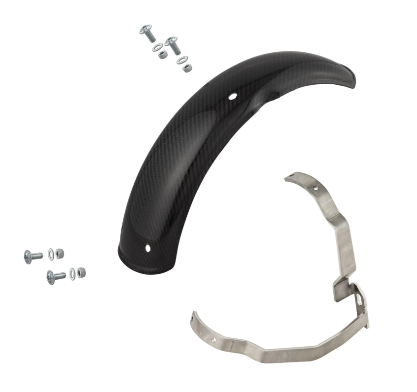 Kotflügel 2.0 Garelli EVO II für Vespa PX 80-200ccm, Carbon klar, Halter Edelstahl