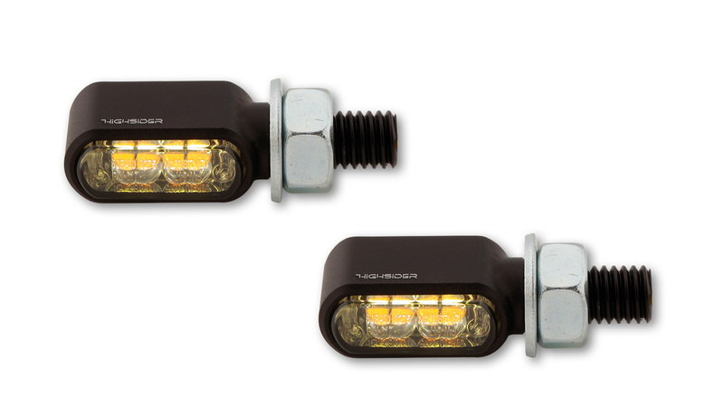HIGHSIDER pro Little Bronx LED Blinker/Positionslicht Schwarz/Getönt 2in1, CNC, E-Geprüft (Paar)
