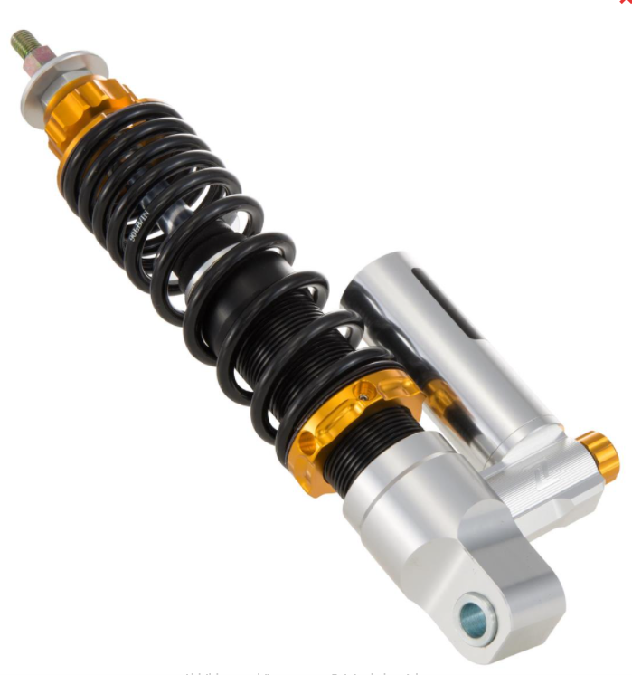 Stoßdämpfer "Black Edition", vorne für Vespa Primavera/​Sprint 50 -150ccm 2T/​4T AC, silber/orange
