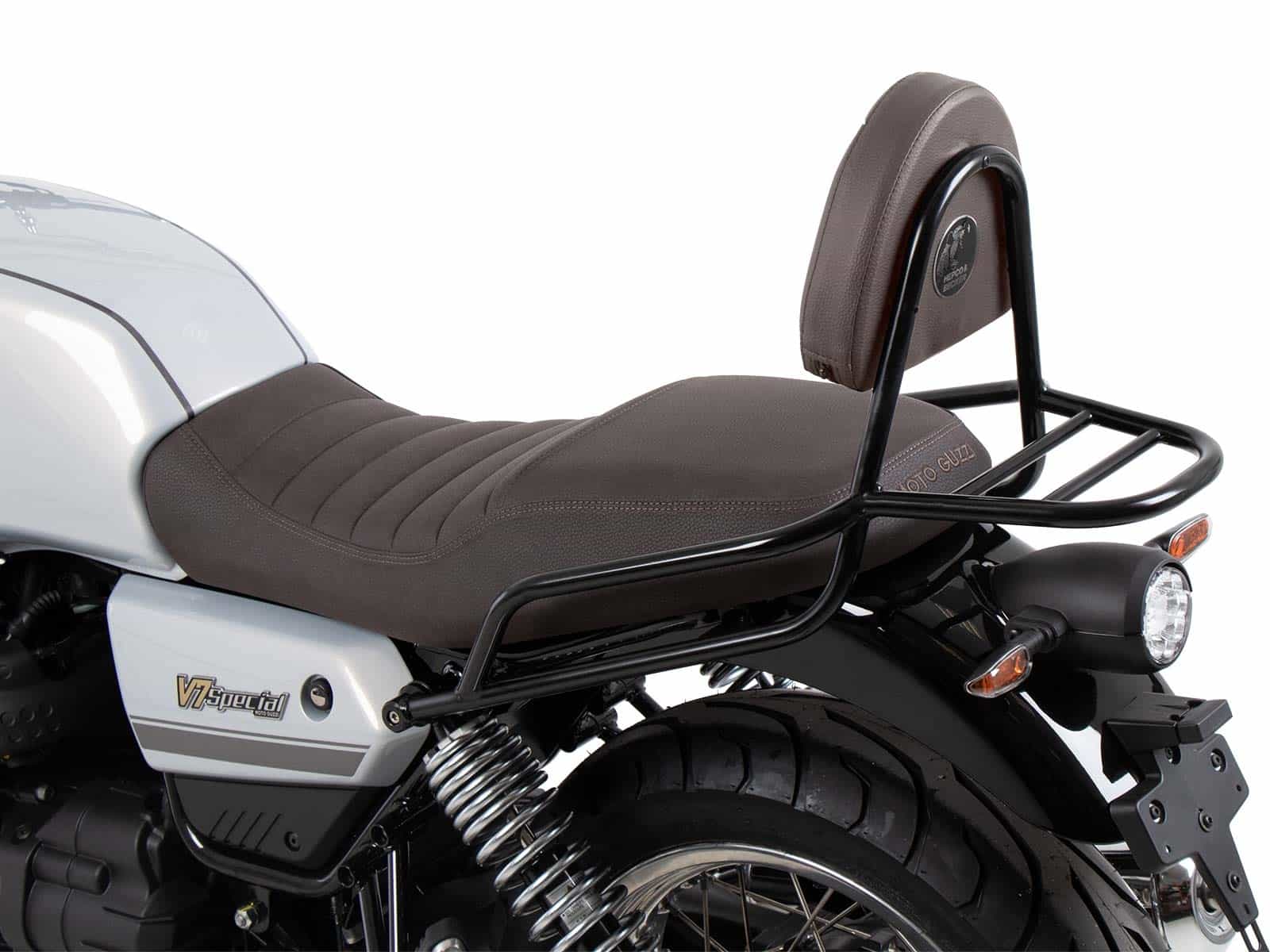 Sissybar mit Gepäckträger braun für Moto Guzzi V7 850 Special/Stone/Centenario (21-24)
