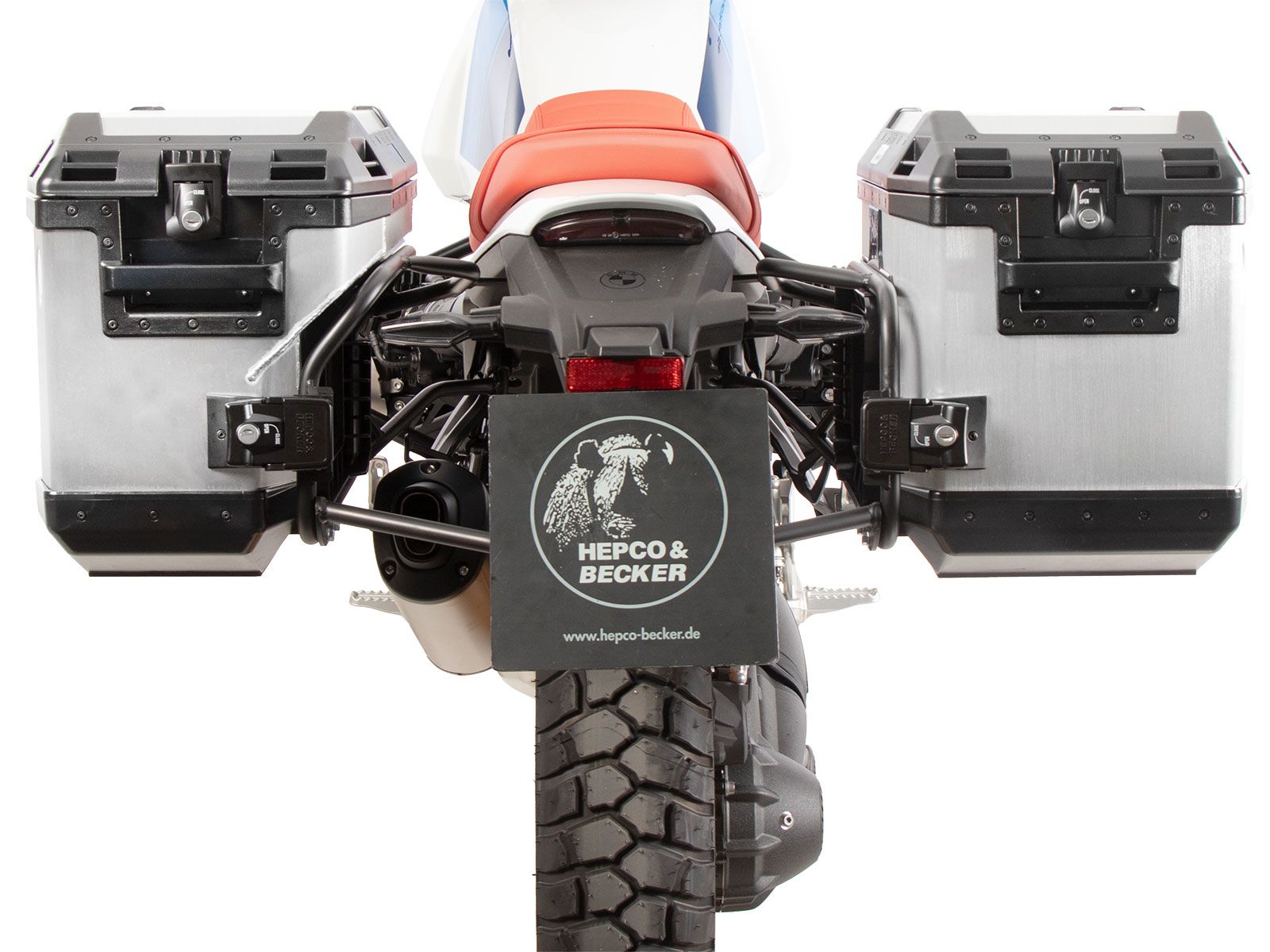 Kofferträgerset Cutout inkl. Kofferset Xplorer Cutout silber für BMW R 12 G/S (25-) Hepco & Becker