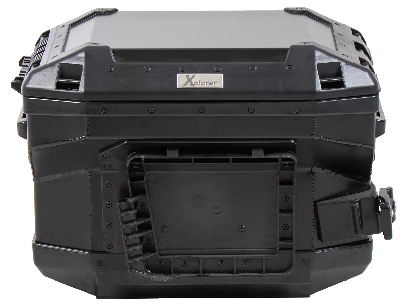 Seitenkoffer Alu Xplorer 37 Cutout (ausgespart für Auspuff) rechts schwarz Hepco & Becker