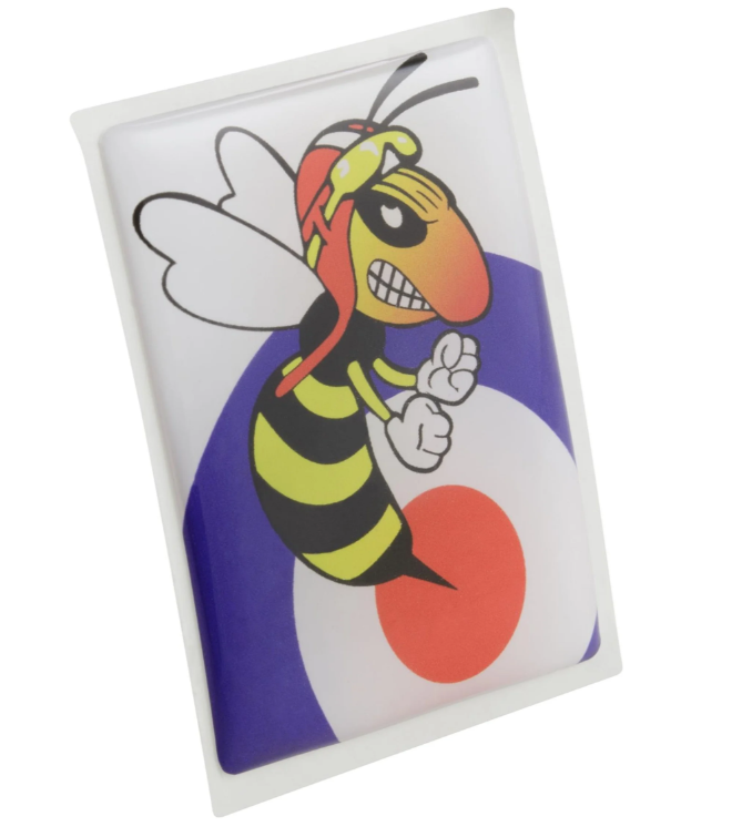 Vespa Emblem "Target böse Wespe" 4-Eck Kaskade, blau/weiß/rot