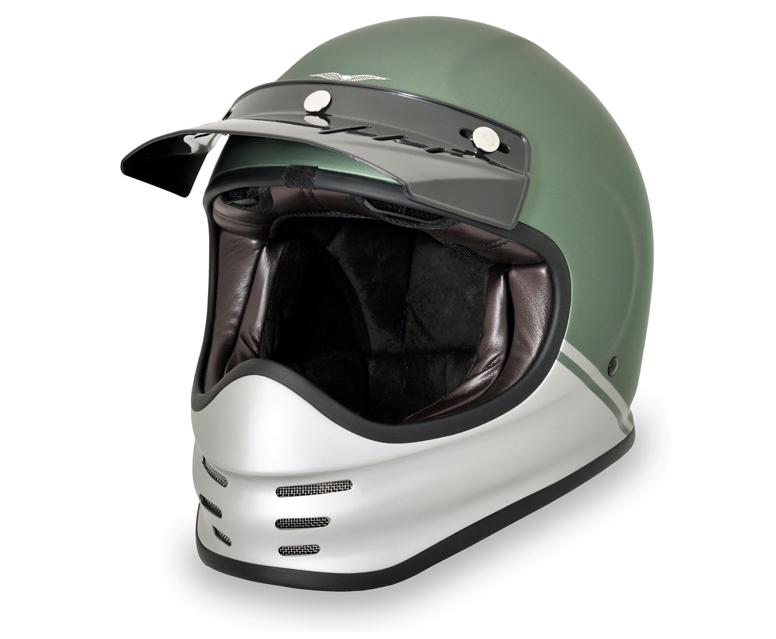 Moto Guzzi Adventure Vintage Helm - grün / silber matt