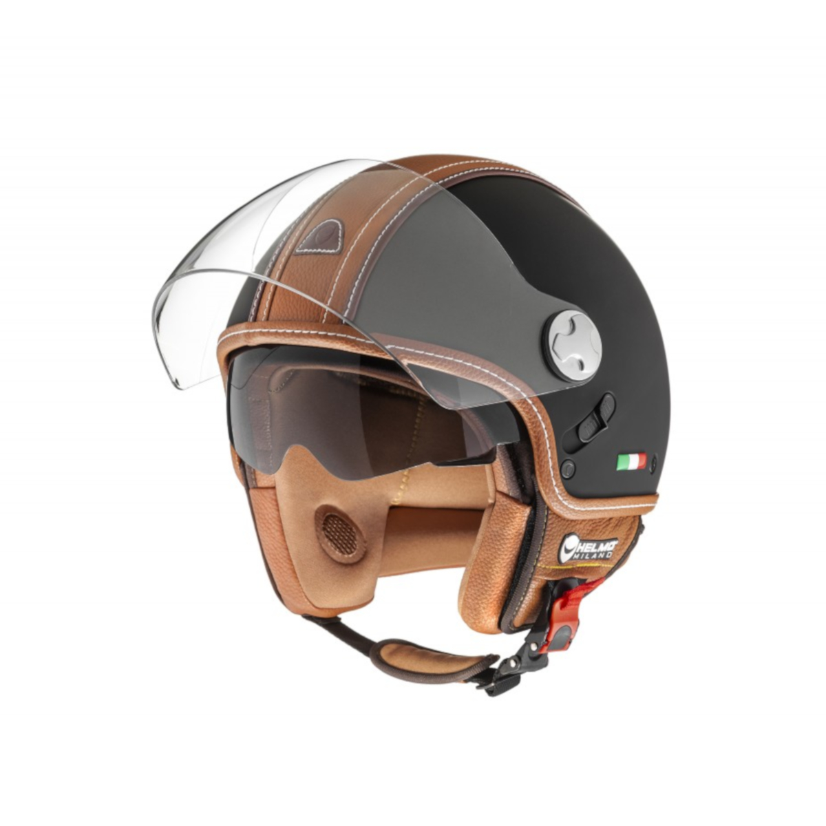 Helmo Milano Demi Jet, PelleDura Premium, schwarz matt, braun