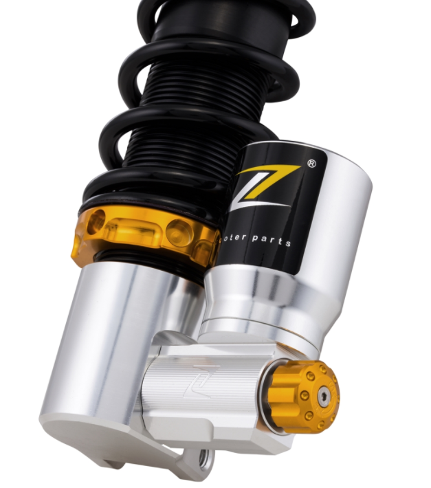 Stoßdämpfer "Black Edition", vorne für Vespa Primavera/​Sprint 50 -150ccm ('17-), silber/orange/schw