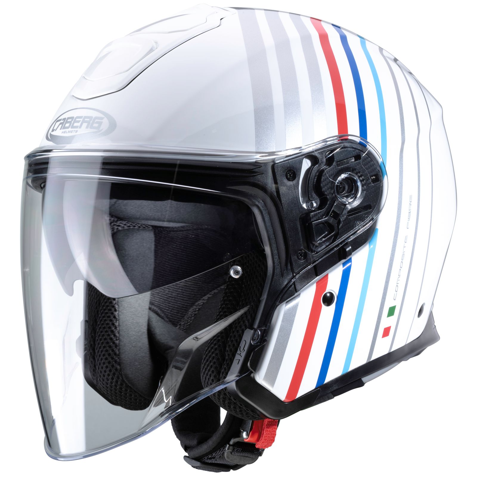 Caberg Helm Flyon Bakari, weiß/silber-blau-rot