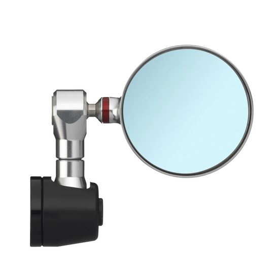 Lenkerendenspiegel RIZOMA "SPY-R" Ø 94.5 mm links oder rechts für Vespa, schwarz/silber eloxiert