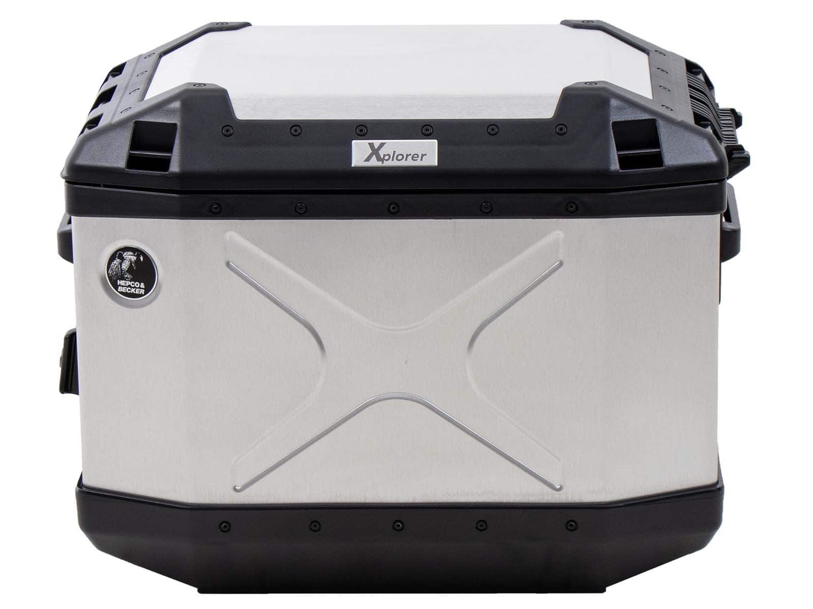 Seitenkoffer Alu Xplorer 37 Cutout (ausgespart für Auspuff) rechts silber Hepco & Becker