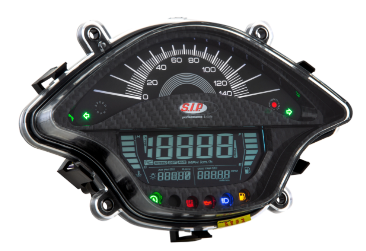 Drehzahlmesser/Tacho für Vespa Primavera/​Sprint 50-150ccm 2T/​4T AC, carbonlook