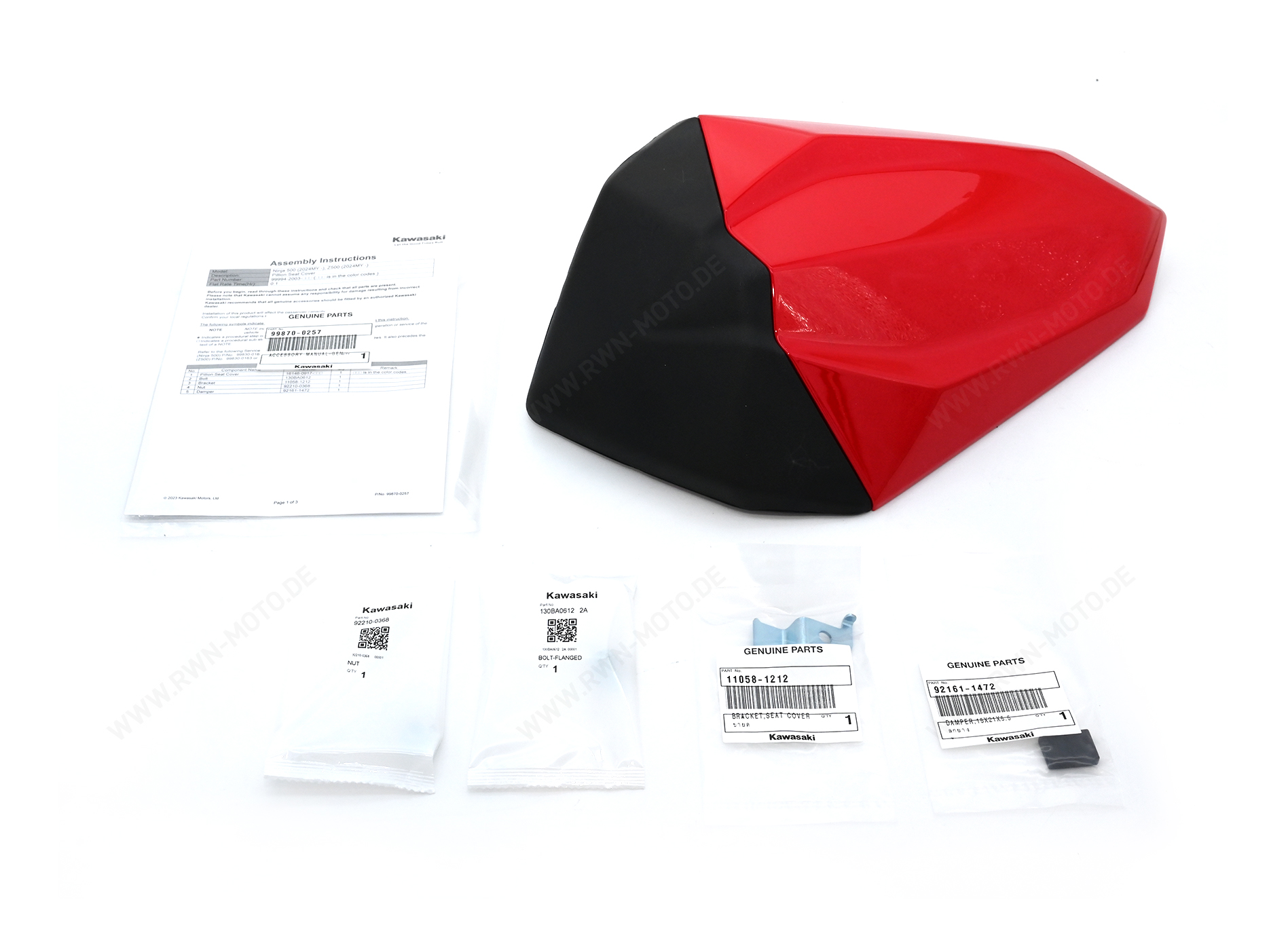 Soziussitzabdeckung Passion Red (234) für Kawasaki Ninja 500 SE / Z 500