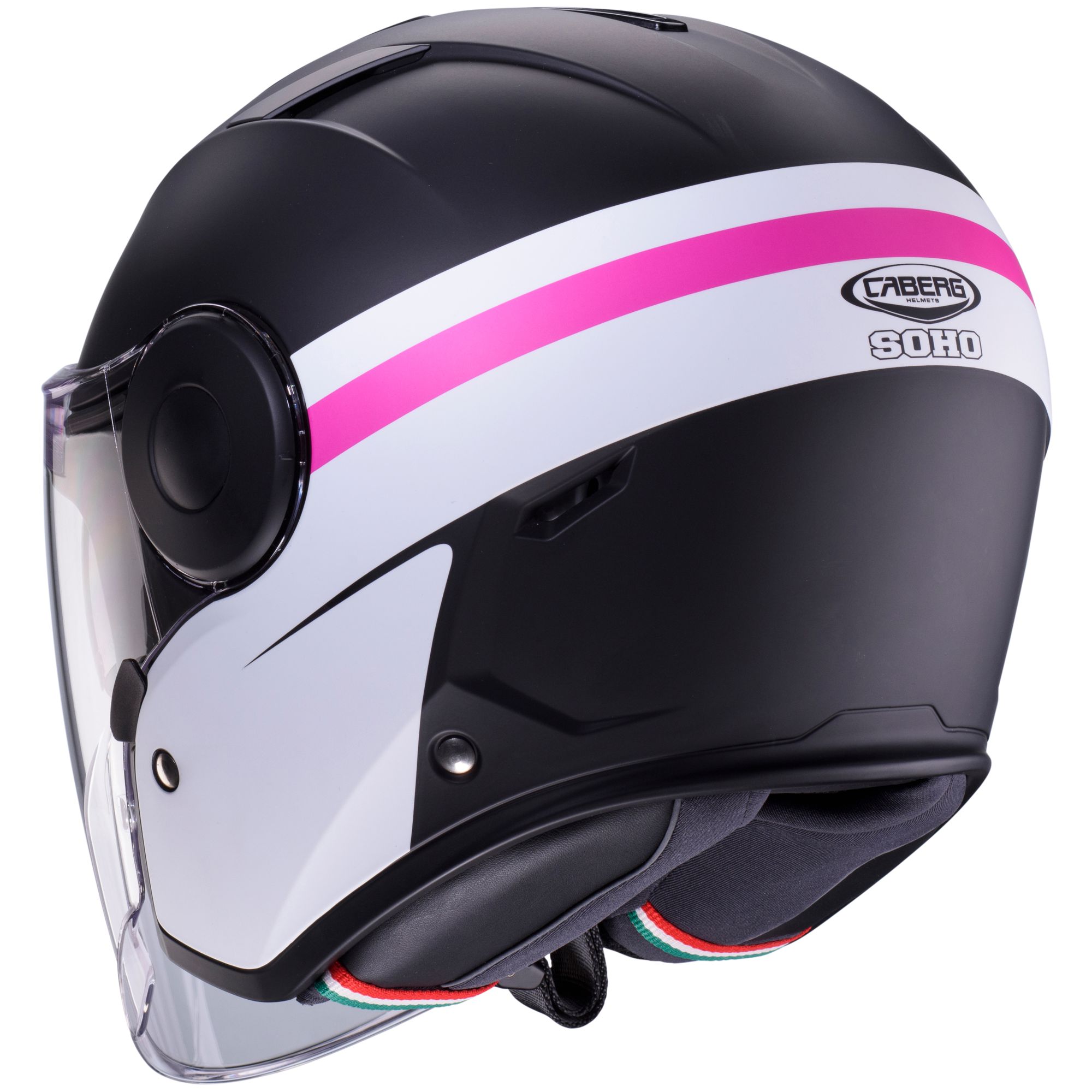 Caberg Helm Soho Zephyr matt-schwarz/weiß-Fuchsia