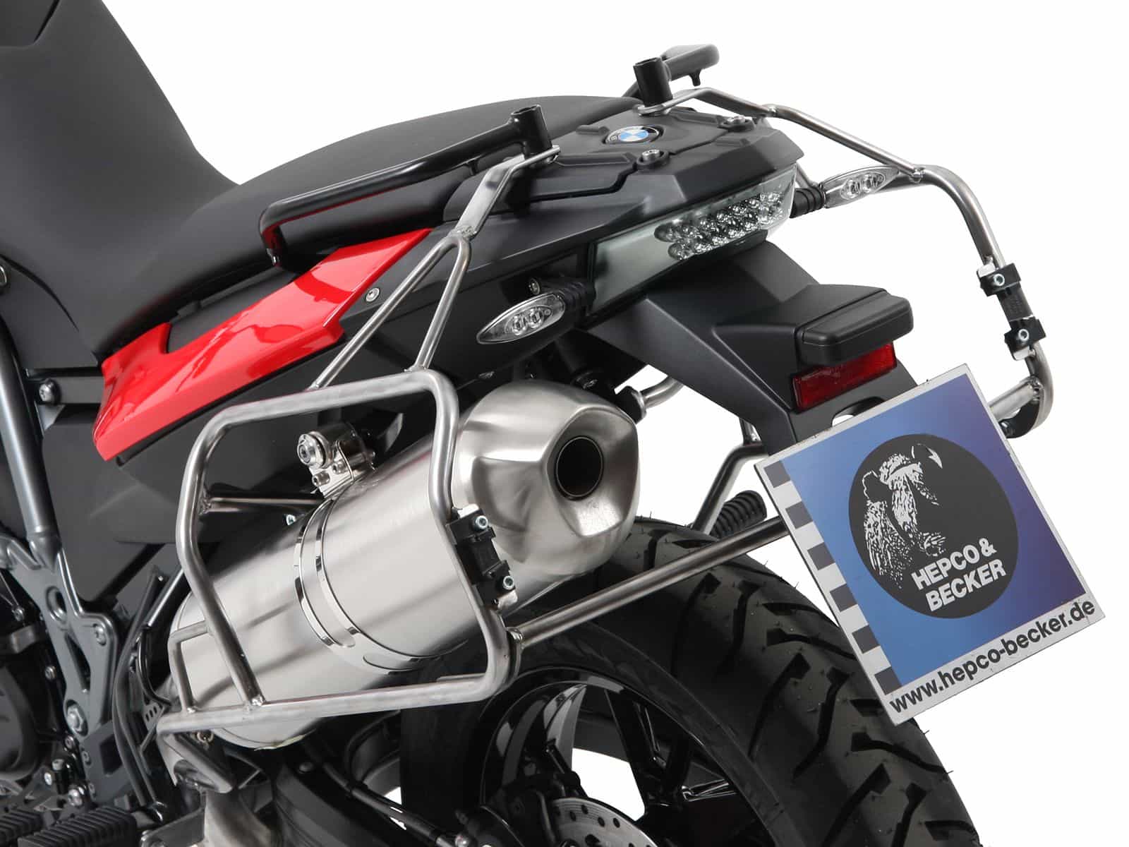 Kofferträgerset Cutout Edelstahlträger inkl. Kofferset Xplorer Cutout silber für BMW F 800 GS