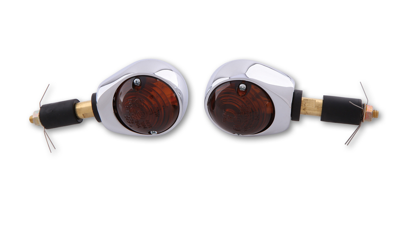 HIGHSIDER Smart Ochsenauge Glühlampen Lenkerendenblinker Gehäuse Chrom / Linse Rauchgrau (Paar), Vor