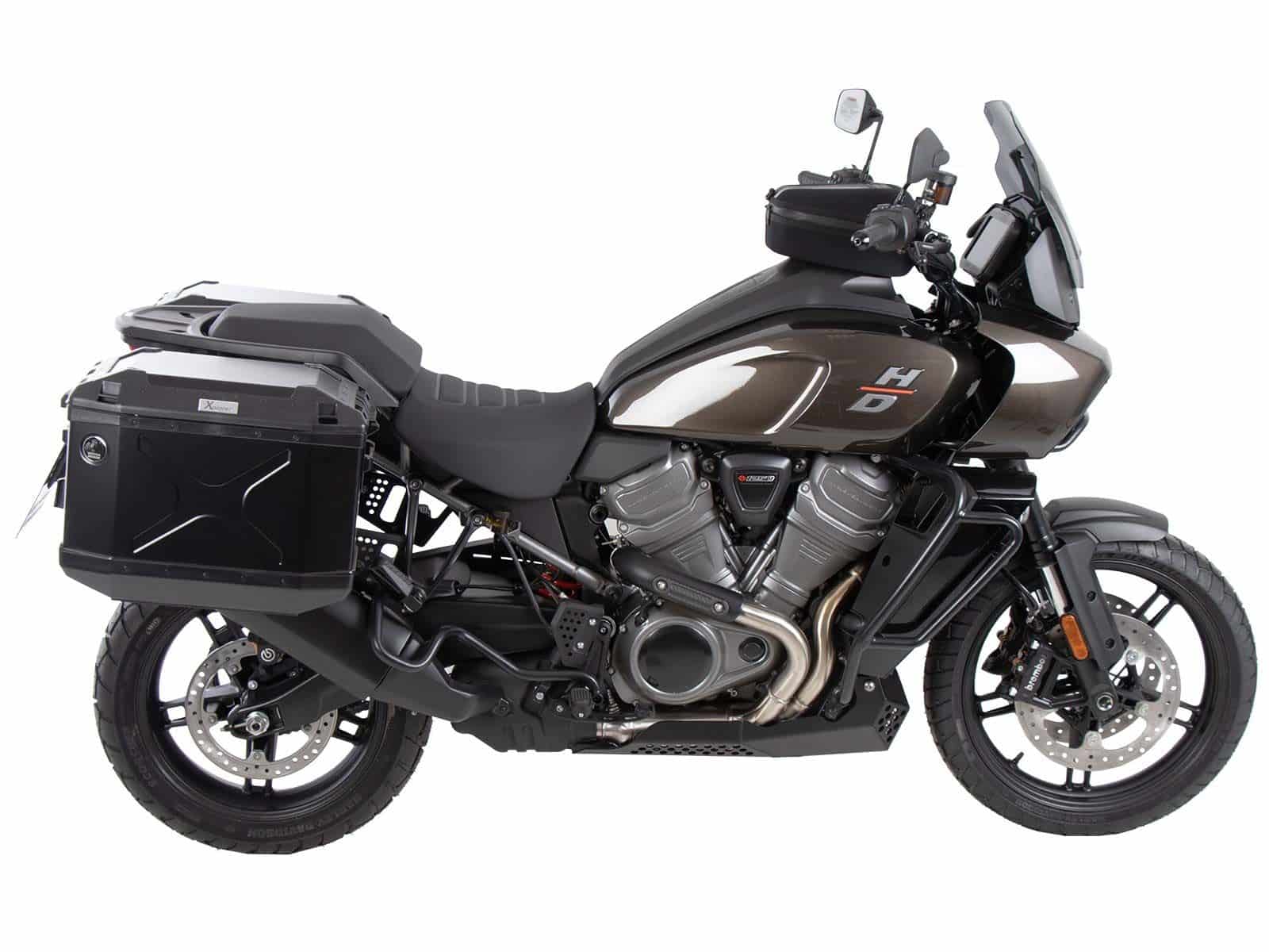 Kofferträgerset Cutout inkl. Kofferset Xplorer Cutout schwarz für Harley Davidson Pan America (21-)