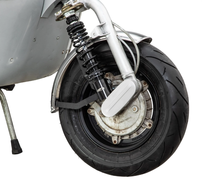 Kotflügel 2.0 Garelli für Vespa PX 80-200ccm, Edelstahl poliert, Halter schwarz