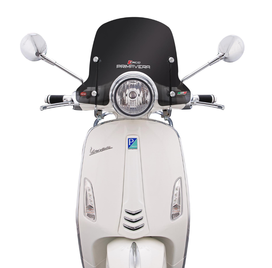 Windschild FACO halbhoch für Vespa Primavera /Elettrica 50-125ccm 2T/​4T ('14-), schwarz getönt