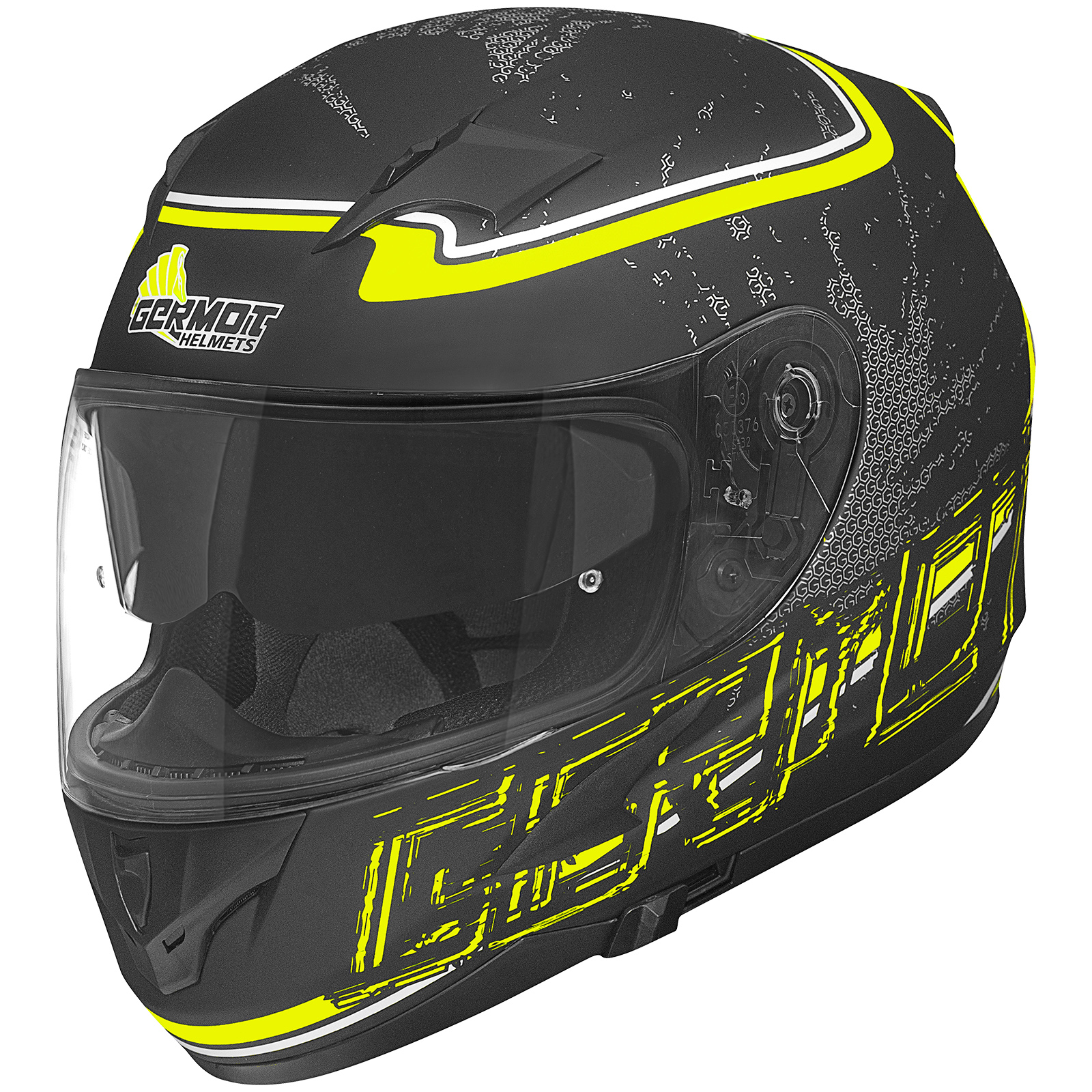 Germot Integralhelm GM 306, matt-schwarz/fluo-gelb