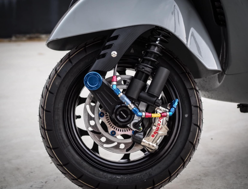 Stoßdämpfer vorne für Vespa GTS/​GTS Super/​GTV/​GT 60/​GT/​GT L 125-300ccm, schwarz matt