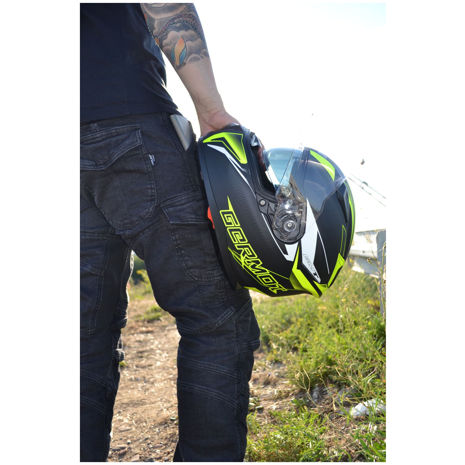 Germot Integralhelm GM 330, matt-schwarz/fluo-gelb