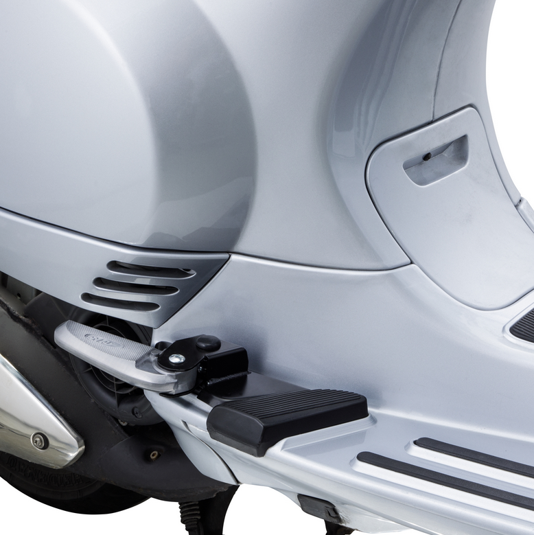 Fußrasten rechts und links für Vespa LX /​LXV /​S 50-150ccm, schwarz/silber