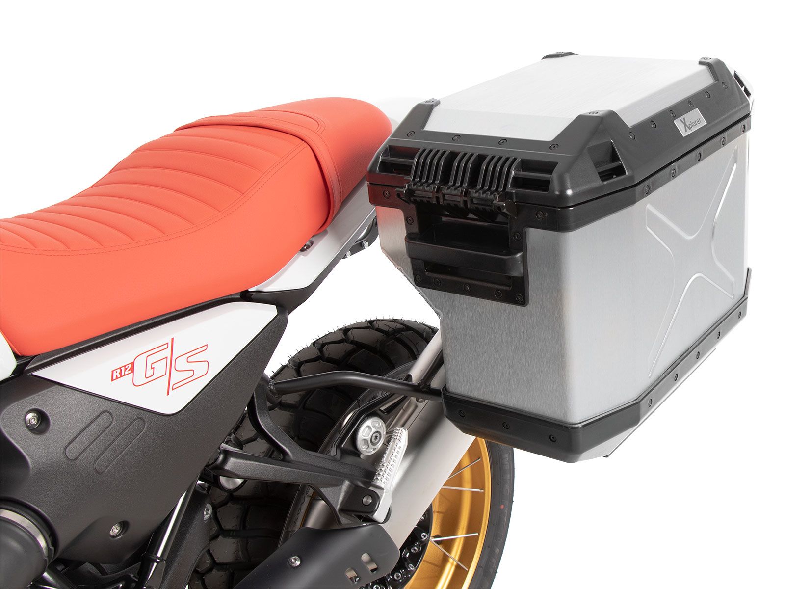 Kofferträgerset Cutout inkl. Kofferset Xplorer Cutout silber für BMW R 12 G/S (25-) Hepco & Becker