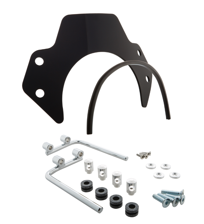 Flyscreen für Vespa PX 80-200ccm, silberne Halter, schwarz getönt