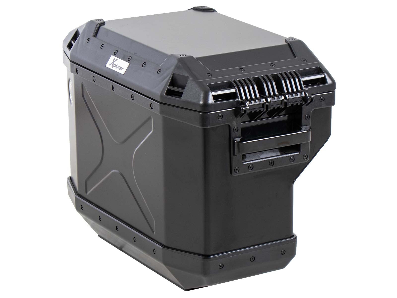 Seitenkoffer Alu Xplorer 37 Cutout (ausgespart für Auspuff) rechts schwarz Hepco & Becker