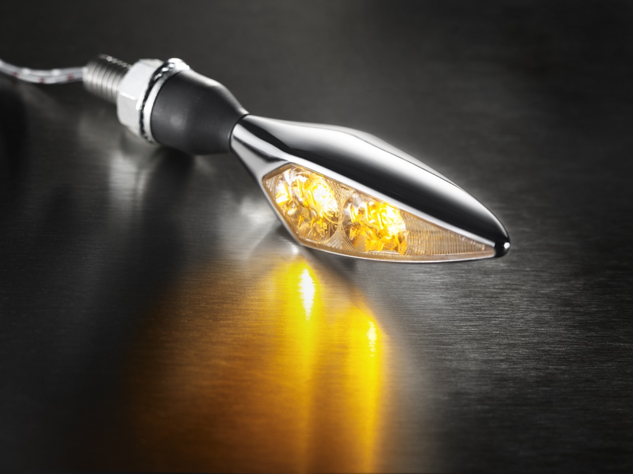 Kellermann Blinker, Rhombus Extreme, Alu, LED, VL/HR, 12 V, chrom glänzend, M8x20, E-geprüft