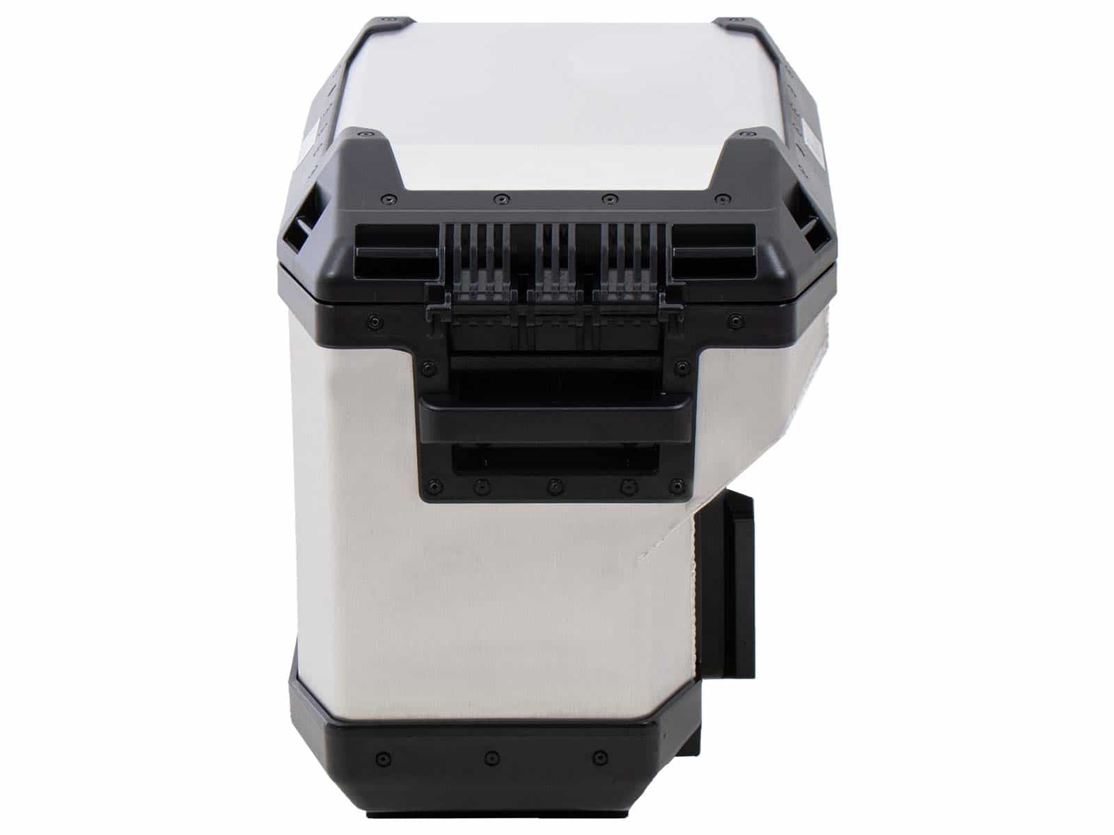 Seitenkoffer Alu Xplorer 37 Cutout (ausgespart für Auspuff) rechts silber Hepco & Becker