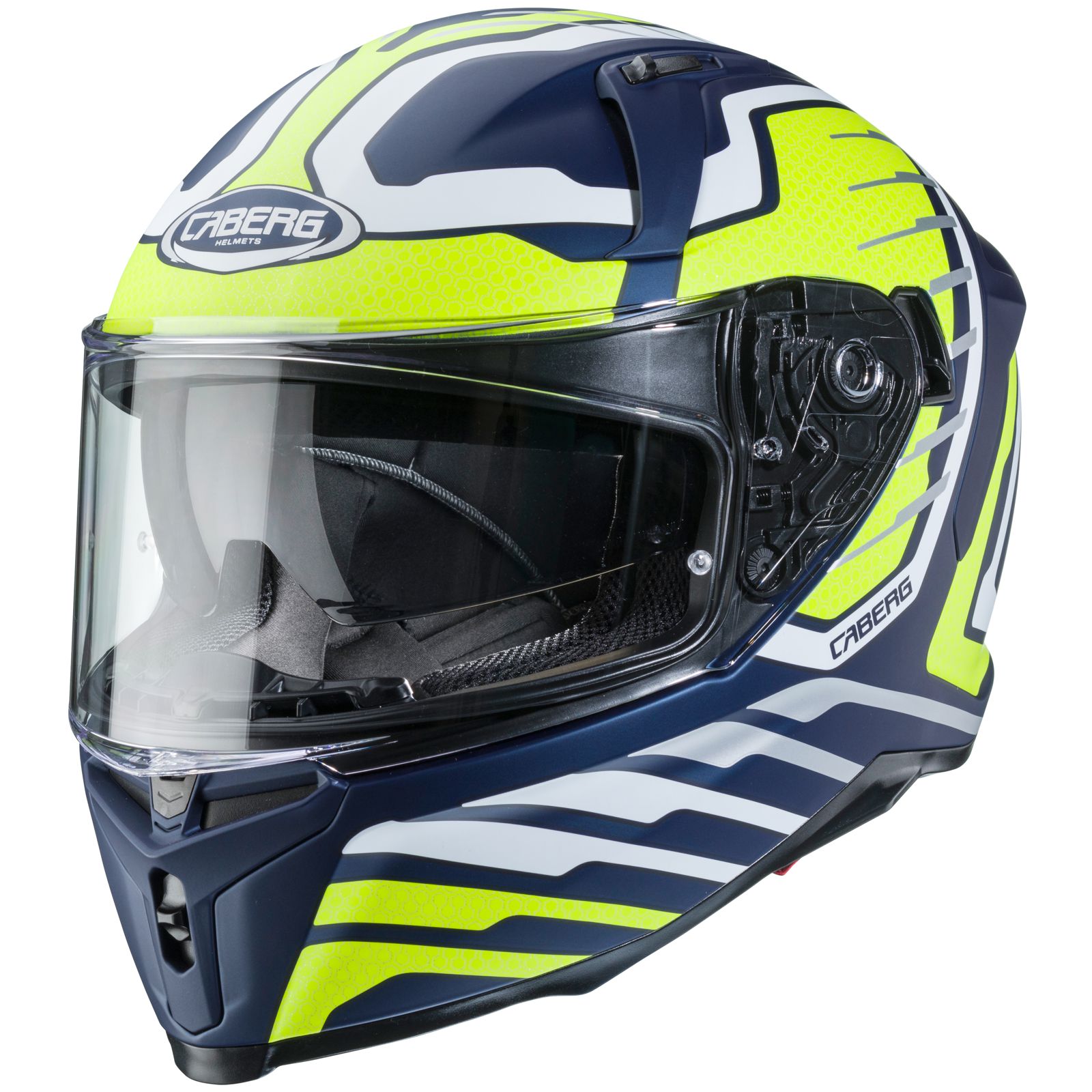 Caberg Helm Avalon Forge, matt-blau/fluo-gelb-weiß