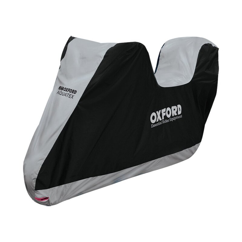Oxford Indoor / Outdoor Abdeckplane Aquatex Schwarz/Silber - Motorrad / Scooter mit Topcase - M