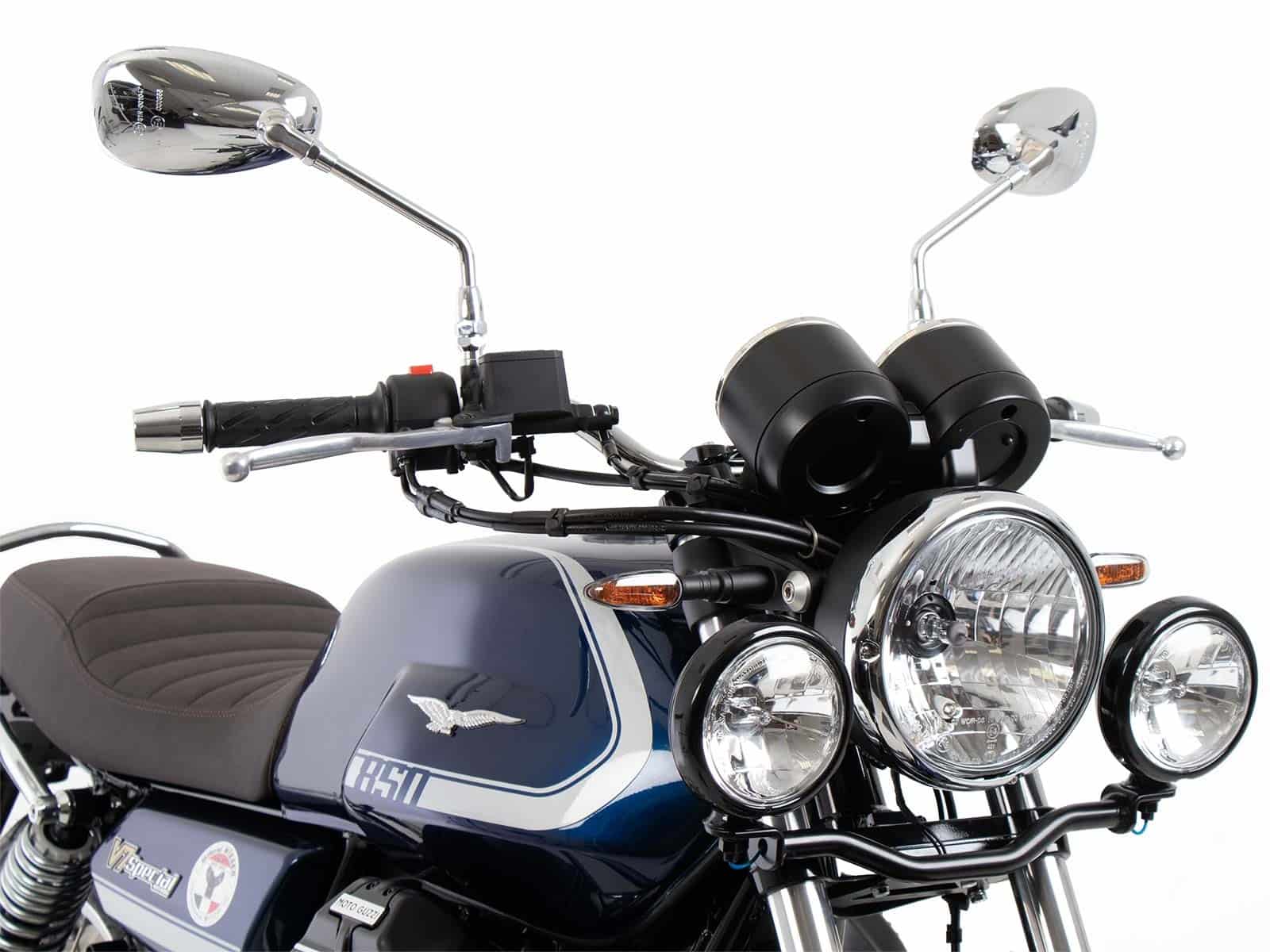 Twinlight Zusatzscheinwerfer inkl. Halter und Kabel schwarz für Moto Guzzi V7 850 Special (25- )