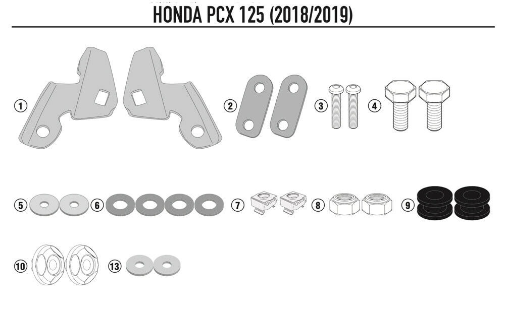 Montagekit für Windschild 1163DTG für Honda PCX 125 (Bj.18-) Givi