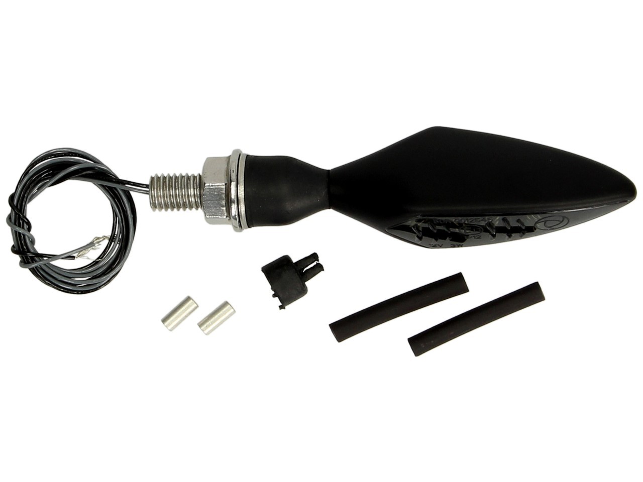 Kellermann Blinker, Rhombus Dark, Stahl, LED, VL/HR, 12 V, schwarz seidenmatt, M8x20, E-geprüft