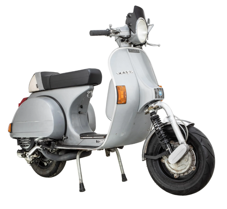 Kotflügel 2.0 Garelli für Vespa PX 80-200ccm, Edelstahl poliert, Halter schwarz