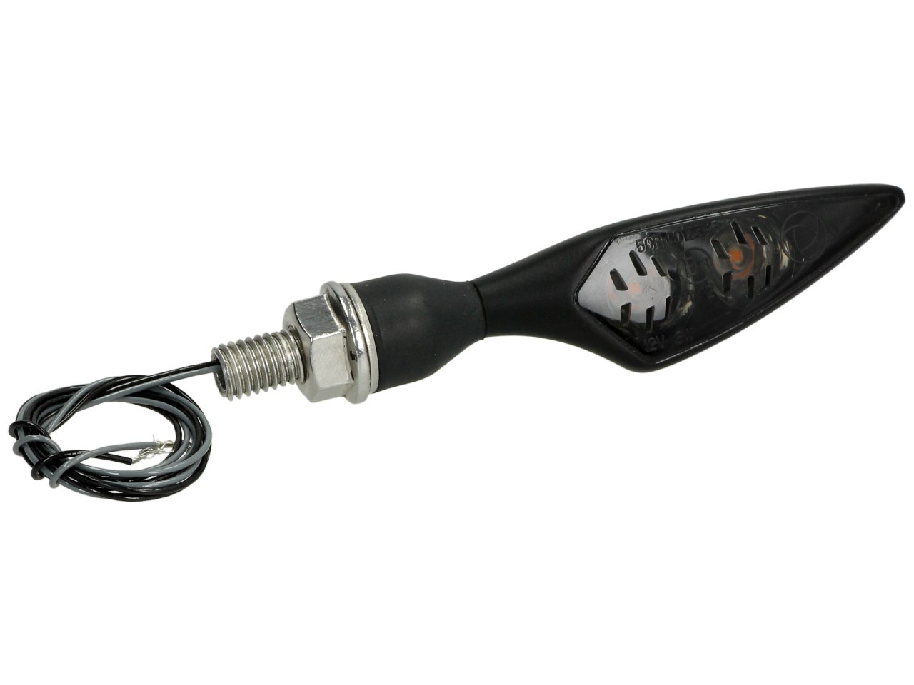 Kellermann Blinker, Rhombus Dark, Stahl, LED, VL/HR, 12 V, schwarz seidenmatt, M8x20, E-geprüft