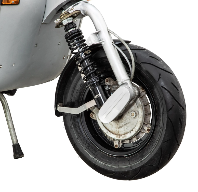 Kotflügel 2.0 Garelli Race EVO II für Vespa PX 80-200ccm, GFK schwarz, Halter Edelstahl gebürstet
