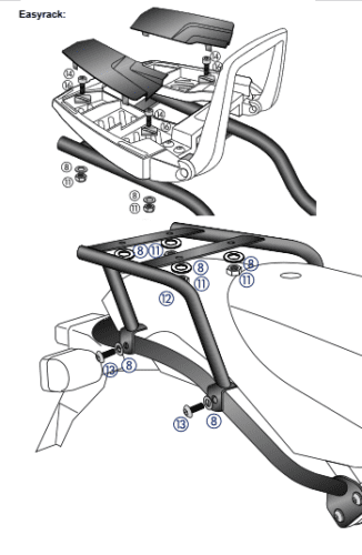 Easyrack Topcaseträger schwarz für BMW HP2 /Enduro/Megamoto (05-08) Hepco & Becker