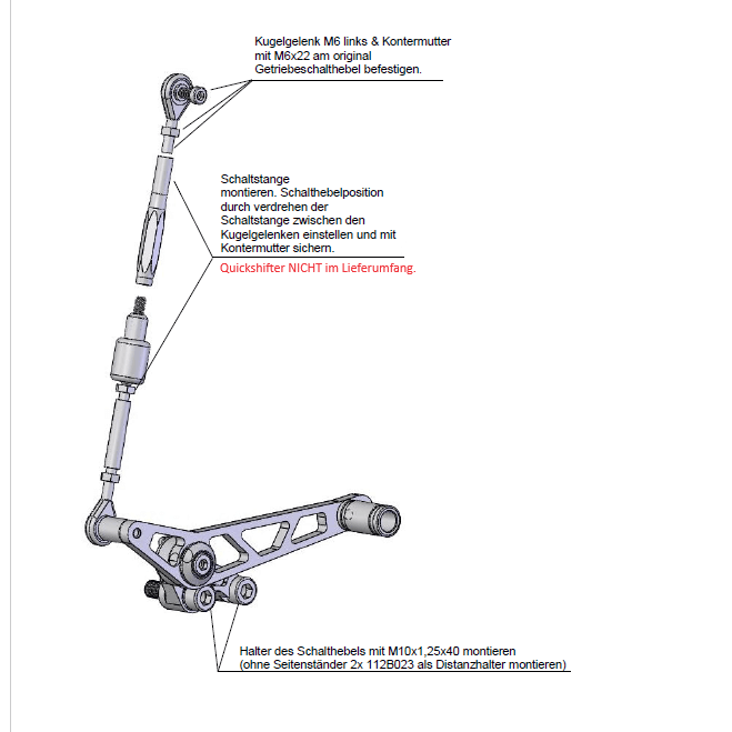 LSL Umrüstkit Umkehrschaltung, Schaltstange für Quick Shifter, Street Triple R 13-