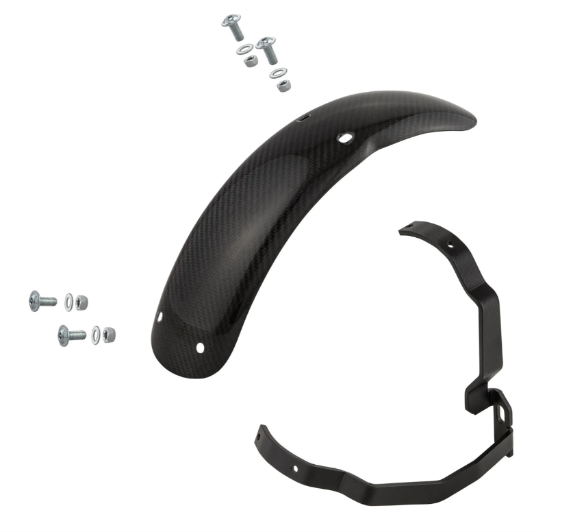 Kotflügel 2.0 Garelli Race EVO II für Vespa PX 80-200ccm, Carbon klar, Halter schwarz