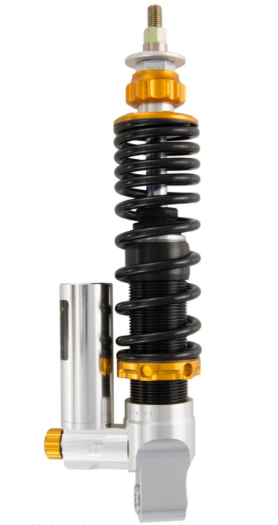 Stoßdämpfer "Black Edition", vorne für Vespa Primavera/​Sprint 50 -150ccm 2T/​4T AC, silber/orange
