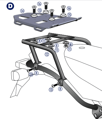 Minirack Softgepäck-Heckträger schwarz für BMW HP2 /Enduro/Megamoto (05-08) Hepco & Becker