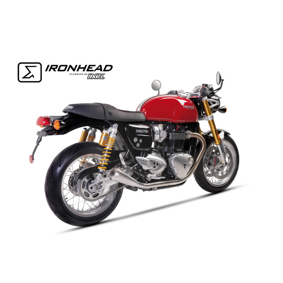 IRONHEAD Endtopf Triumph Thruxton 1200 R (16-17), Edelstahl, slip on, Paar, E-geprüft, Euro4