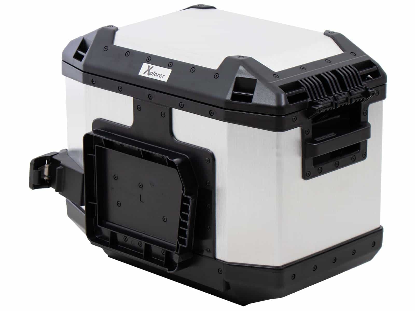 Seitenkoffer Alu Xplorer 40 Cutout links silber Hepco & Becker