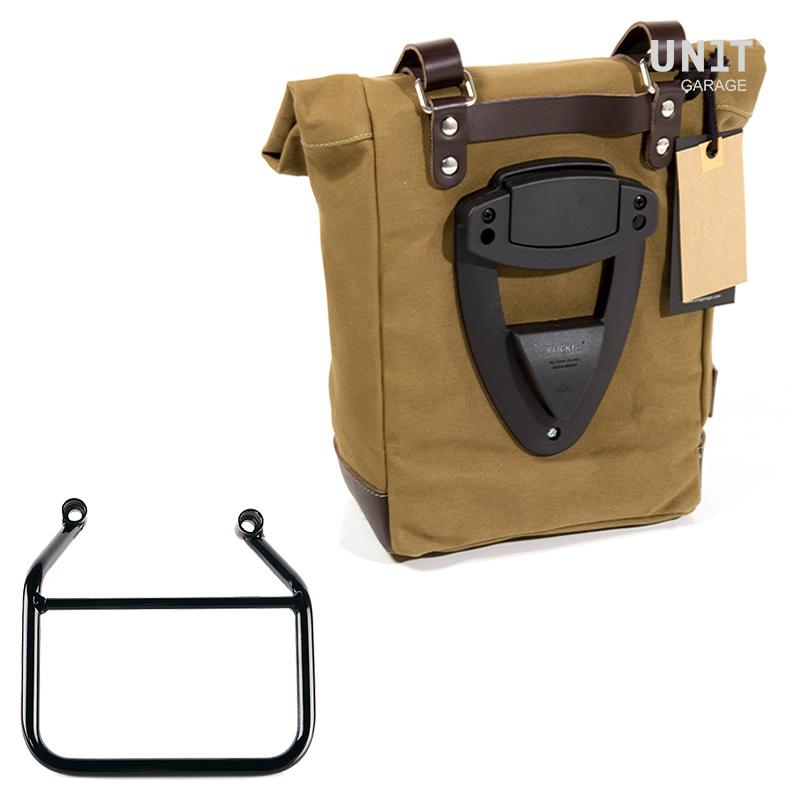 Canvas-Seitentasche links 10L-14L + Rahmen Triumph Scrambler 400 X - Beige/Braun