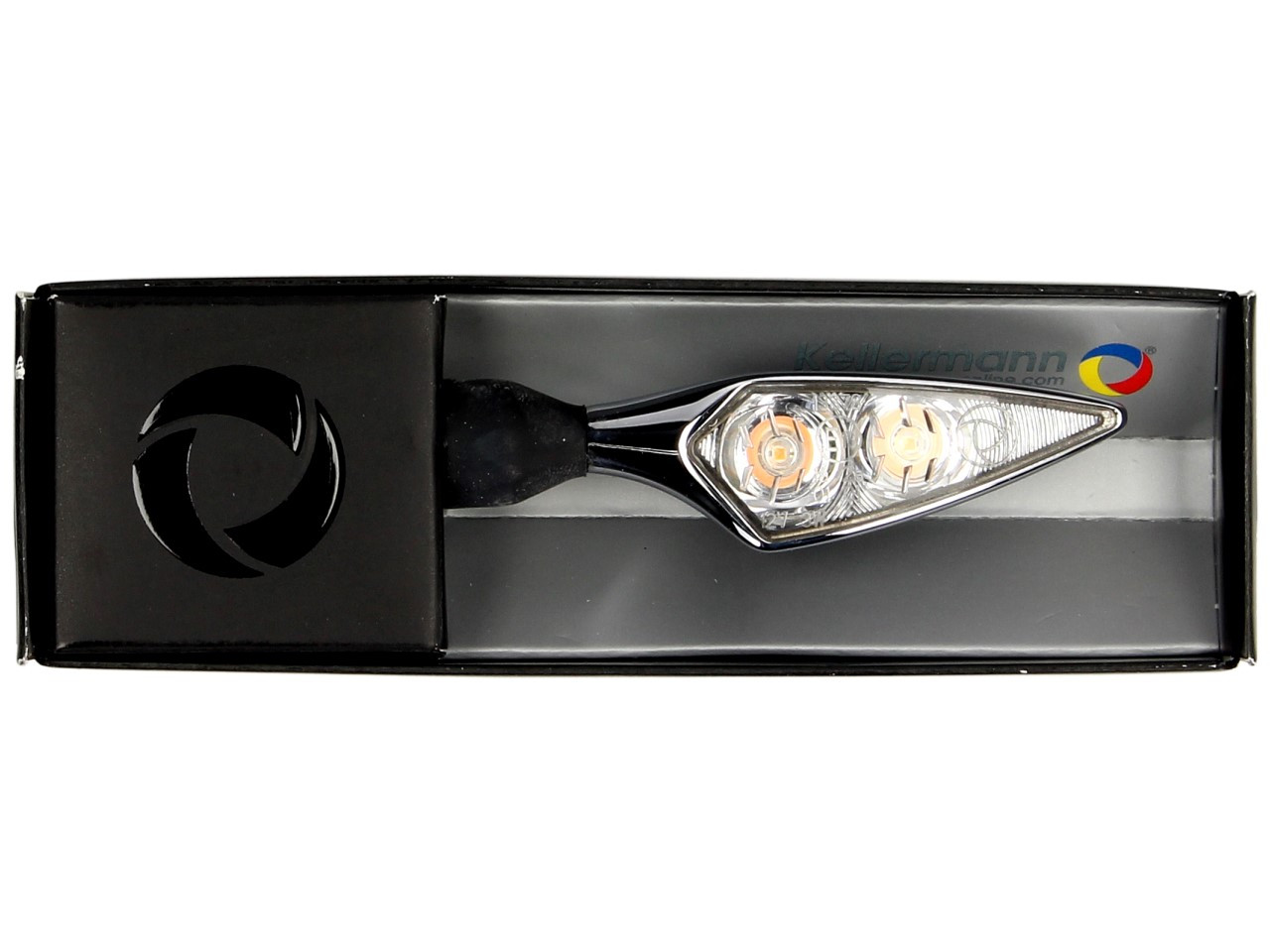 Kellermann Blinker, Rhombus Extreme, Alu, LED, VL/HR, 12 V, chrom glänzend, M8x20, E-geprüft